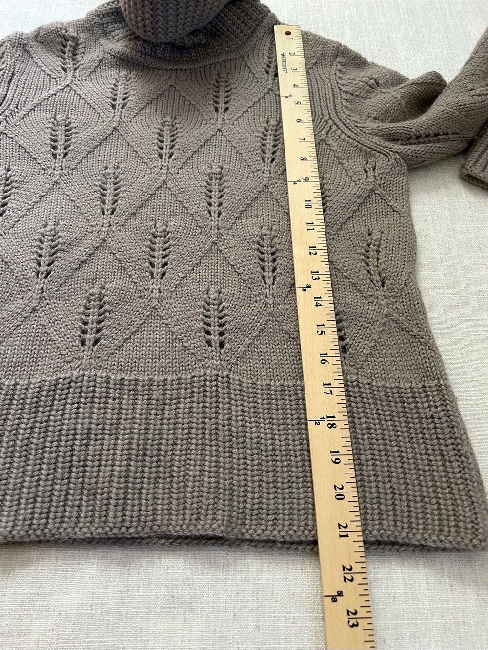 Mira Flores Chunky Knit Alpaca Turtleneck Sweater Women's Size Small Taupe - Picture 6 of 9